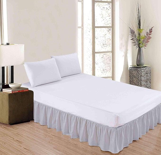 SlumberWell Twin Bed Skirt with Split Corners, Soft Microfiber, 12 Inch Drop, Light Grey Solid, Elegant Ruffled Design