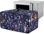 Jellyfish Clownfish Bubble Print Microwave Oven Cover Dust-Proof Fabric Toaster Oven Covers Easy to Clean Foldable Microwave Oven Grill Cover Protector with Top Handle, L