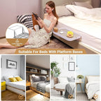 KIWIFOTOS Bedside Shelf for Bed Bedside Tray Table Under Mattress for Box Spring/Plate/Platform Bed 17" Large Tray Nightstand Shelf Side Caddy for College Dorm