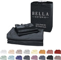 Bella Coterie Luxury Bamboo Viscose Queen Size Sheet Set | 100% Organically Grown | Ultra Soft | Cooling for Hot Sleepers | 18" Deep Pocket [Black]