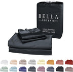 Bella Coterie Luxury Bamboo Viscose Queen Size Sheet Set | 100% Organically Grown | Ultra Soft | Cooling for Hot Sleepers | 18" Deep Pocket [Black]
