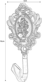 2Pcs Wall Hooks Black Pattern Carved Vintage Drapery Clothes Key Hook Bathroom Bedroom Multi-Function Decorative Hook with Screws