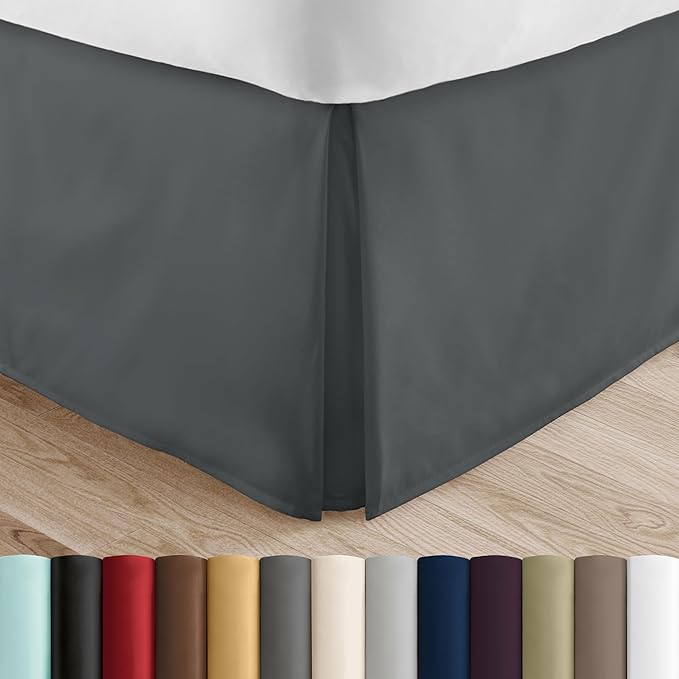 Linen Market Bed Skirt - Ultra Soft Microfiber - Easy Fit with 14 Inch Tailored Drop - Hotel Quality, Shrinkage & Fade Resistant - Bed Cover - Queen Bed Set - Bedroom Décor - (Queen, Gray)