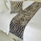The HomeCentric King/Queen/Twin Grey Decorative Bed Runner Twin 53"x18" Bed Runner with One Pillow Cover, Diamond Pattern, Velvet Cut Bed Scarf on Velvet Fabric - Grey Velvet Verve