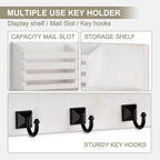 Key Holder Wall Mount, Mail Organizer for Wall with 5 Square Rustic Key Hooks Key Shelf Farmhouse Home Decor for Entryway