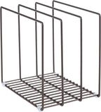 mDesign Steel Storage Tray Organizer Rack for Kitchen Cabinet - Divided Holder with 3 Slots for Skillets, Frying Pan, Pot Lids, Cutting Board, Baking Sheets - Concerto Collection - Bronze