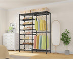 VIPEK S2 Heavy Duty Clothes Rack with Shoe Shelves Freestanding Clothing Rack with 8-Tier Shoe Rack, Double Hanging Rod, Adjustable Shelf, Walk in Closet Organizer Garment Rack, Black