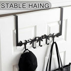 AceOrbit Birds in a Tree Over The Door Hooks Black Metal Wall Mount Towel Hanger Farmhouse Rustic Door Holder Rack with 5 Hooks for Bedroom Bathroom Hanging Towel, Coat, Keys, Bags, Hats, Clothes