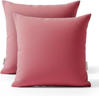 Haven & Glow Decorative Throw Pillow Cover – Square Cushion Case with Zipper | Modern Sofa, Couch & Bed Accent Pillow Covers for Living Room, Bedroom & Home Decor | 18 x 18 Inch – Pink – Pack of 2