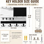 Key Holder for Wall Mount with Shelf and Mail Organizer, Key and Mail Holder with 16 Hooks, Farmhouse Entryway Organizer, Home Decor Rack (Pine Wood, White Washed)
