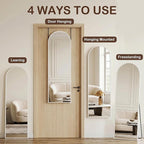 Antok Full Length Over-the-Door Hanging Mirror - Freestanding Wall Mount Leaning Body Mirror for Bedroom Living Room Entryway, 48" L x 14" W, White
