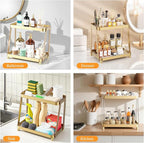 Bathroom Counter Organizer - 2-Tier Acrylic Makeup Organizer Countertop with Marble Tray, Perfume Organizer & Vanity Organizer, Makeup Tray Shelf for Skincare, Cosmetics Display, Gold