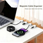 6Pack Magnetic Cable Clips Holder, Cord Organizer for Desk, Strong Adhesive Desk Cable Management for Phone Charger, Computer, Home, Office, Car (Black+White)