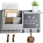 Ziivita Key Holder for Wall - Mail Holder Organizer Wall Mount with Shelf - Hanging Key Rack Hanger with Hooks Decorative for Home Letter Dog Leash Entryway Living Room Decor