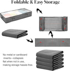 4 Pack 90L Under Bed Storage Containers – Foldable Closet Organizers with Clear PVC Window, Large Underbed Storage Bins for Blankets, Clothes, Shoes, Wrapping Paper (Grey, 39” x 20” x 7”)