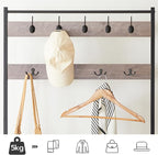 HOOBRO Hall Tree, Coat Rack with Shoe Rack, Hall Tree with Bench, 5 Tier Shoe Storage Organizer with 9 Hooks for Entryway, Closet, Sturdy, Industrial, Greige and Black BG80MT01G2