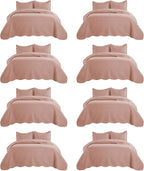 IR Imperial Rooms 8 Pack Quilt King Size Bedding (106" x 96") - Bulk Wholesale for Hotels, Guest Bedroom & Airbnbs - Lightweight Microfiber Reversible Embossed Quilts Bedspread (Peach)