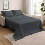 NON Sticky cotton Full Size Sleeper Sofa Sheets, 4 Piece Egyptian Cotton Bed Sheet Set for Sofa Bed, 6" Deep Pocket Fitted Sheet for Pull Out Couch Mattress, 54" x 75", Dark Grey Solid