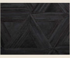 Black Round Rug 9x9 ft – Soft Anti-Slip Modern Faux Leather Area Carpet with Textured Geometric Pattern Rug for Living Room, Bedroom, Dining, Kids Room, Playroom, Lounge & Home Decor