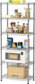 Golpart 5 tire Shelves Storage Wire Shelving Unit Metal Shelf Adjustable Organizers Storage Shelving for Bathroom Laundry Room Kitchen Pantry12”D x 22”W x 69”H Silver