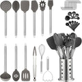Kitchen Utensils Set, Kyraton 38 Pieces Non-Stick Silicone Cooking Utensils Set, Spoon Spatula Set with Sturdy Stainless Steel Utensil Holder, Dishwasher Safe