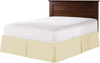 Bed Skirt - 100% Cotton 800 Thread Count Box Pleated Bed Skirt - Luxury Pleated Dust Ruffle, Hotel Quality Modern Bed Skirt, Easy Fit with 12 Inch Tailored Drop, King XL, Ivory
