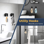 Heavy Duty Suction Cup Hooks for Glass Window,Tile,Mirror,Removable Shower Hooks for Inside Shower,Metal Towel Hooks for Bathroom,4 Pack(Black)