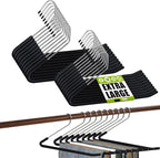 Spring Fever Open Ended Non Slip Sponge Padded Pants Hangers - Chrome Plating Foam Heavy Duty Space Saving Black Long 20