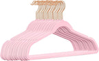 TIMMY Velvet Hangers - 50-Pack Ultra Thin Space Saving Suit and Coat Hanger, Heavy Duty Clothes Holder Up-to 10 Lbs - Pink