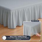 Cottington Lane Ruffled Bed Skirt Full Size with Split Corner, Brushed Microfiber Hotel Quality Silver Grey Dust Ruffle, 24 Inch Drop Gathered Bedskirt, Soft and Stylish, Shrinkage and Fade Resistant