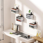 Invisible Floating Bookshelf for Wall, 8 Tier Vertical Spine Book Tower Wall
