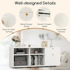 Giantex TV-Stand for Bedroom Entertainment Center - Modern TV Console Cabinet with 2 Drawers, 4 Compartments, Adjustable Feet, Media TV Storage Cabinet for Small Spaces, Entryway, Living Room, White