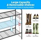 3 Tier Shoe Rack for Closet, 44 Inch Extra Long Shoe Storage Organizer for Shelves, Heavy Duty Metal, Easy Assembly, Black
