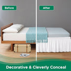 Biscaynebay Wrap Around Bed Skirts for King & Cal King Beds Extra Long Drop of 21", White Adjustable Elastic Dust Ruffles Easy Fit Wrinkle Resistant Silky Luxurious Fabric Machine Washable