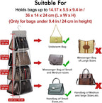 Lirex Handbag Hanging Purse Organizer for Closet, 8 Pocket Handbag Storage Organizer Hanger Oxford Cloth Closet Organizer for Family Closet Bedroom, Foldable and Universal Fit, Dark Brown