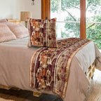 The HomeCentric King Queen Twin Pink & Orange Designer King 90"x18" Bed Runner with Pillow Cover, Ikat & Quilted Bed Scarf on Cotton Printed Fabric - Ikat Splash