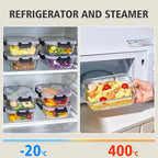 Liuruiyu 8 Pack 36OZ Glass Food Storage Containers with Lids, Meal Prep Containers, Airtight Bento Boxes with Leak Proof Locking for Microwave, Oven, Freezer and Dishwasher, BPA Free