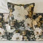 The HomeCentric King/Queen/Twin Gray & Brown Designer CA King 86"x18" Bed Runner with 2 Pillow Cover, Rose, Floral & Bead Embroidery Bed Scarf on Cotton Fabric - Rada