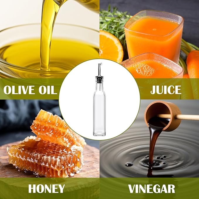 Salzesfalls 8oz Olive Oil Dispenser Bottle,Oil Dispenser for Kitchen,8 Pack olive oil dispenser with Stainless Steel Pourer Spouts,Vinegar Cruet Bottle with Pourers