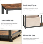 HOOBRO Narrow Console Table with Storage Basket, 29.5" Small Entryway Table with 3-Tier Storage Shelves, Behind Couch Sofa Table, Hallway Table for Living Room, Rustic Brown, Black and Beige BF60XG01