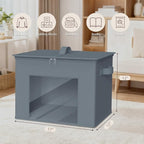 Zilink Fabric Foldable Storage Boxes with Lid 4-Pack Stackable Storage Bins with Zipper & Clear Window Fabric Closet Containers and Organizers for Home, Office, Bedroom (Grey,17" x 12" x 12")