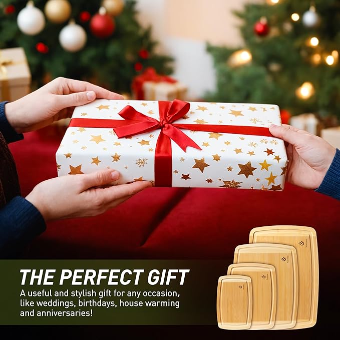 Bamboo Cutting Board Set Non Slip Feet Over Sink Men Husband Birthday Christmas Xmas Valentines Father Day Gifts Ideal from Wife Romantic Anniversary Best Cool Gadget Awesome Who Have Everything