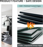 Full Length Wall Mirror Tiles, HD Glass Gym Mirror, Set of 12Pcs 12″×16″ Wall Mounted Mirrors for Home Gym, Dance Yoga Studio, Bedroom, Door