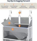 Yecaye Over the Door Organizer 5 Tiers, Heavy Duty Hanging Storage with 5 Large Clear PVC Pockets and 10 Side Pockets, 56lbs Capacity for Closet Door Bathroom Bedroom Nursery Dorm Laundry Room, Grey