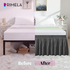 RIMELA King Grey Bed Skirt Wrap Around Elastic Dust Ruffles Solid Color Wrinkle and Fade Resistant with Elastic Belt Easy to Install Dark Gray for King & California King Size 15 Inch Drop