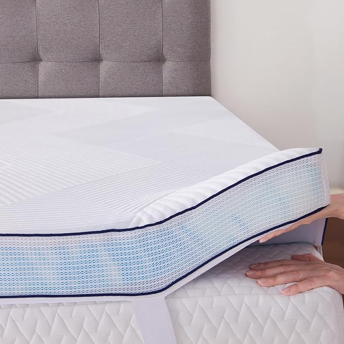Full Size Memory Foam Mattress Topper 3 Inch with Removable Soft Cover Ventilated Breathable Cooling Mattress Pad Portable Bed Topper for Back Pain and Pressure Relief, CertiPUR-US Certified