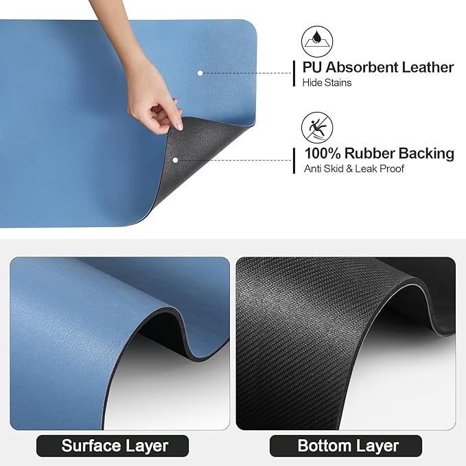 Ecotrim - Dish Drying Mat for Kitchen Counter | Coffee Bar Mat for Countertops | Heat Resistant Drainer Mat with Non-slip Rubber Backed | Hide Stain Kitchen Absorbent Draining Mat | Blue 16"x20"