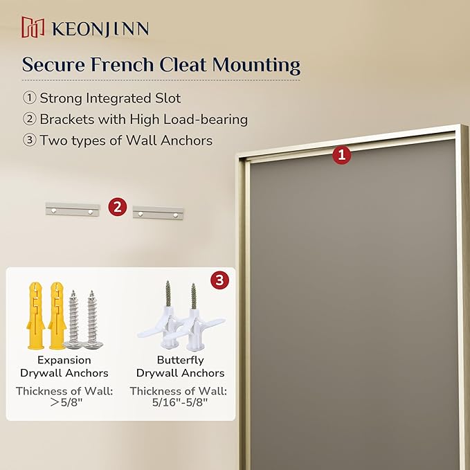 Keonjinn 48" x 30" Brushed Nickel Bathroom Mirrors for Over Sink, Aluminum Alloy Wide Frame, Safe Tempered Glass with Beveled Edge, Shatterproof, Silver Bathroom Vanity Mirror(Vertical/Horizontal)