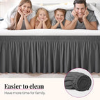 RIMELA King Grey Bed Skirt Wrap Around Elastic Dust Ruffles Solid Color Wrinkle and Fade Resistant with Elastic Belt Easy to Install Dark Gray for King & California King Size 15 Inch Drop