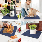 WISELIFE Dish Drying Mat Super Absorbent Drying Mat Large Dish Drying Mats for Kitchen Counter Easy Clean Dish Mat Kitchen Drying Mat15"x 18" Classic Blue